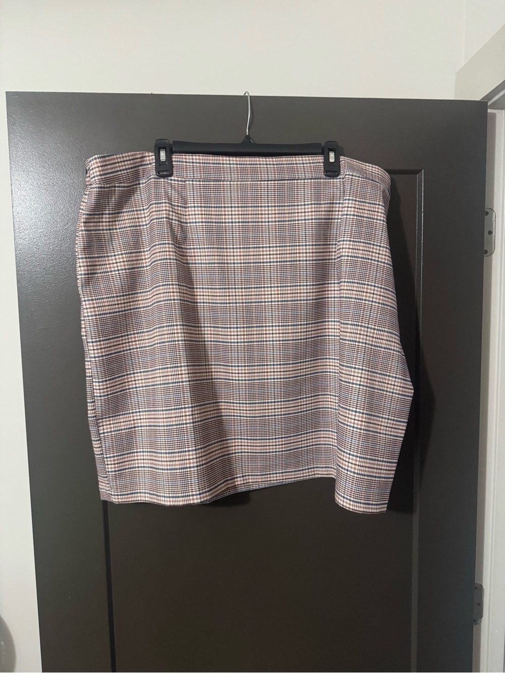 Skies Are Blue Plaid Pencil Skirt in Brown and Cream